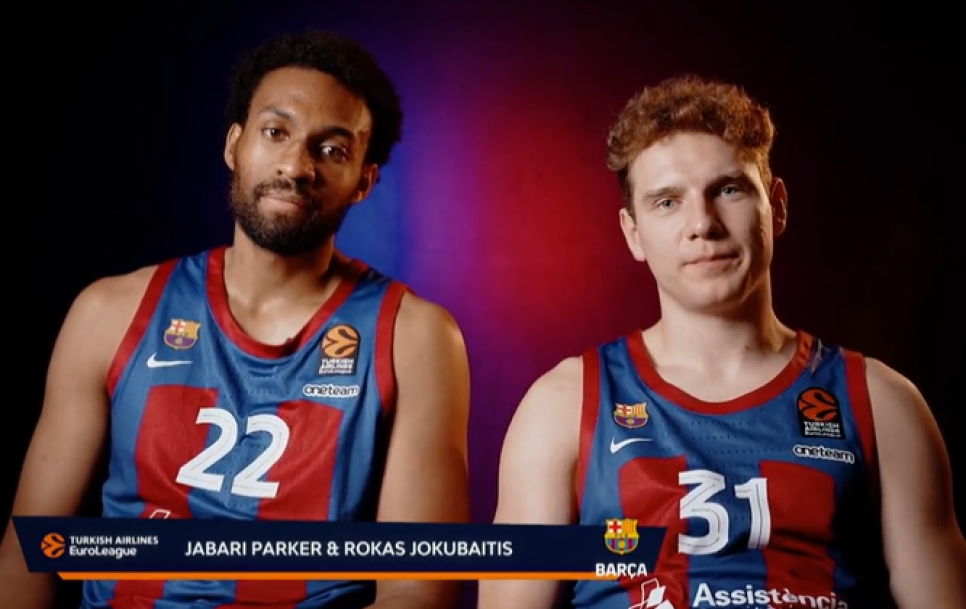 Rokas Jokubaitis y Jabary Parker durante una entrevista para la Euroliga / Imagen: @Euroleague