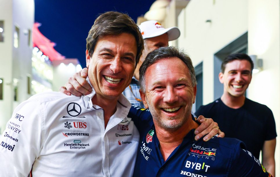 La relación entre Toto Wolff y Christian Horner se ha tornado tormentosa tras las polémicas que vinculan a sus equipos, Mercedes y Red Bull. Fuente: Twitter