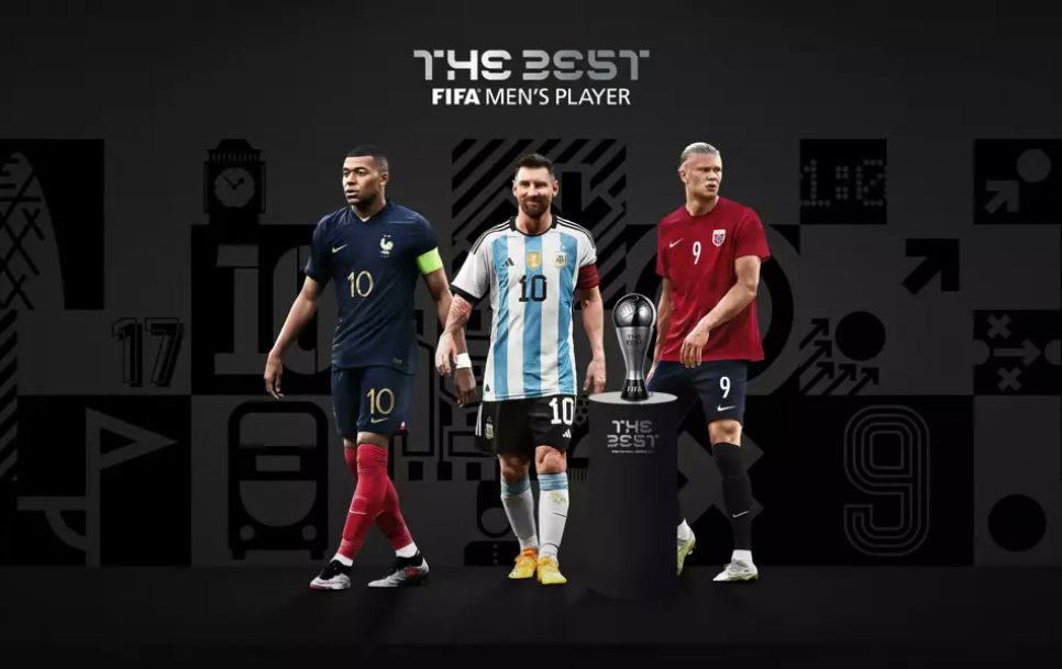 Lionel Messi, Kylian Mbappé y Erling Braut Erling Braut Håland son los componentes de la terna final al FIFA The Best 2023. Fuente: Twitter.