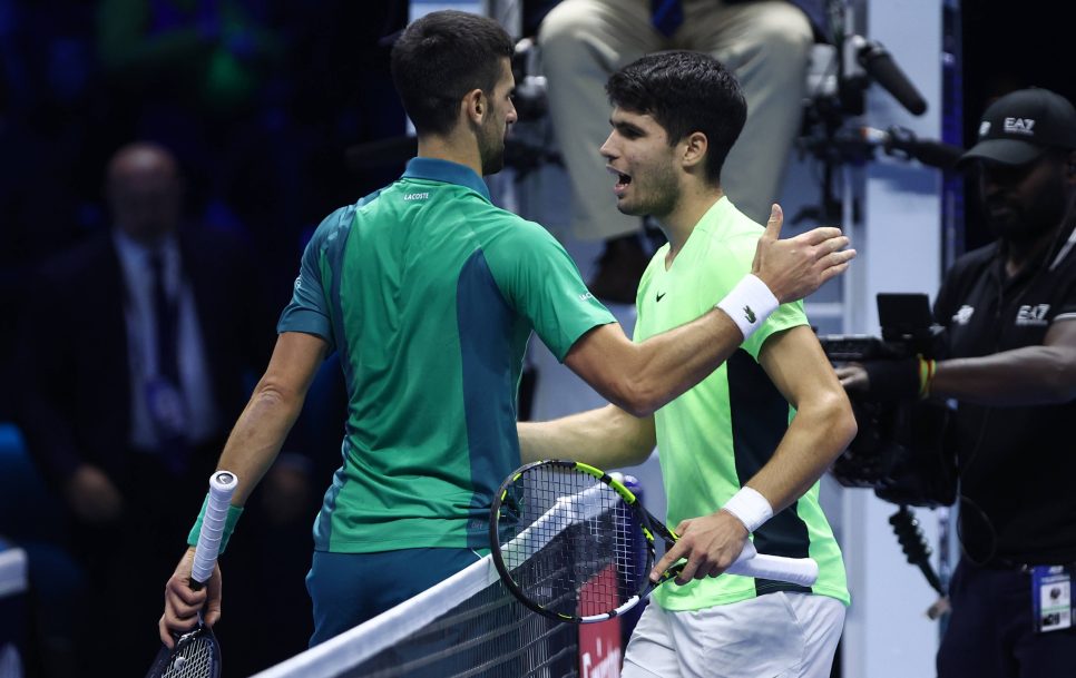 Alcaraz junto a Novak Djokovic en Turín / Fuente: Imago