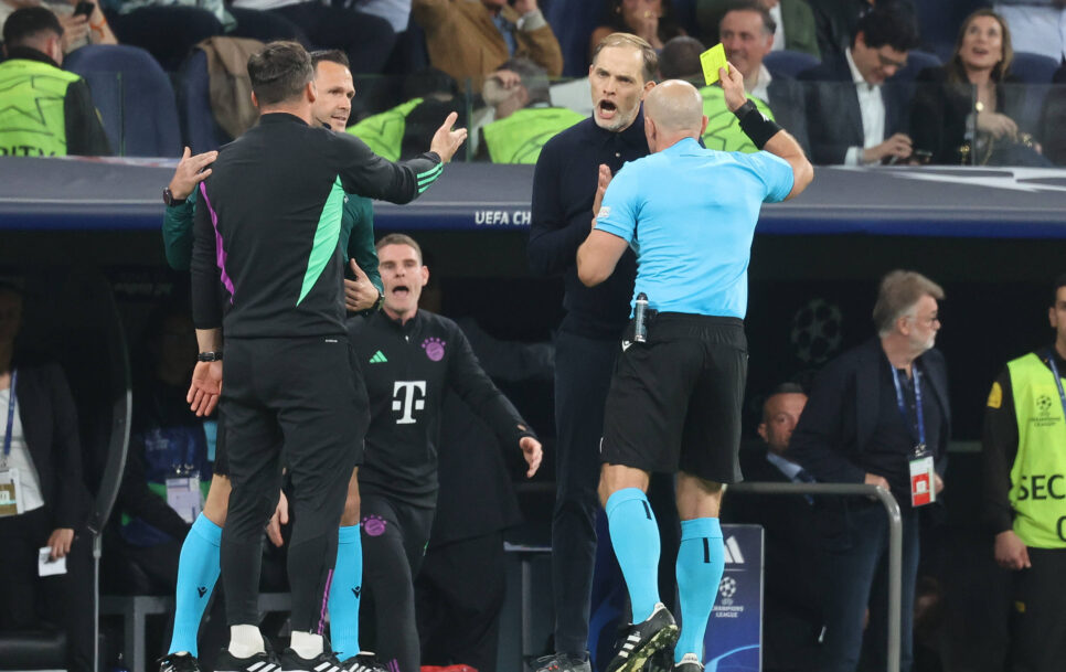 Thomas Tuchel no pudo ocultar su frustración tras consumarse la eliminación del Bayern en el Bernabéu. | Fuente: Imago – Jörg Nieberga/Eibner-Pressefoto