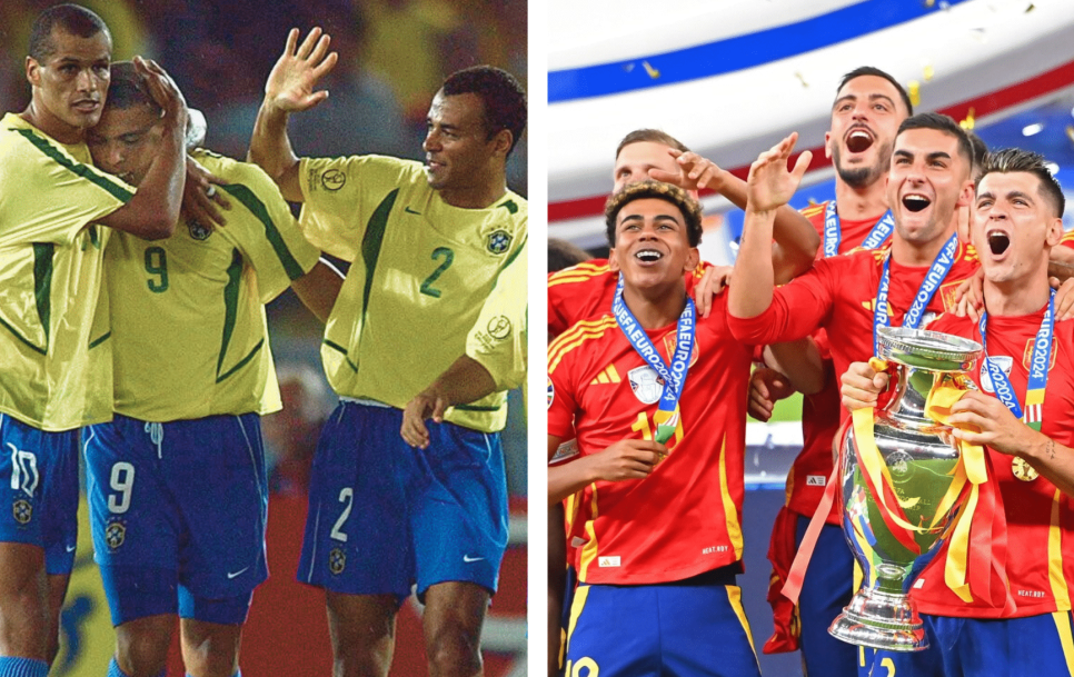 Brasil y España ganaron todos sus partidos en el Mundial 2002 y la Eurocopa 2024 | Fuente: Imago