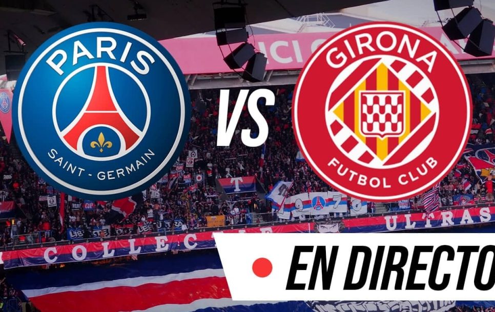 Edit del Parque de los Princepes con los escudos de PSG y Girona / Fuente: OlyTV